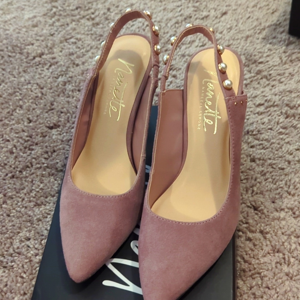 💜 Nanette Lepore Heels with Pearl Strap